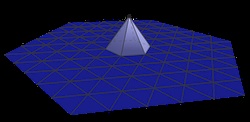 Example of linear Lagrange shape function associated with single        node on triangular mesh